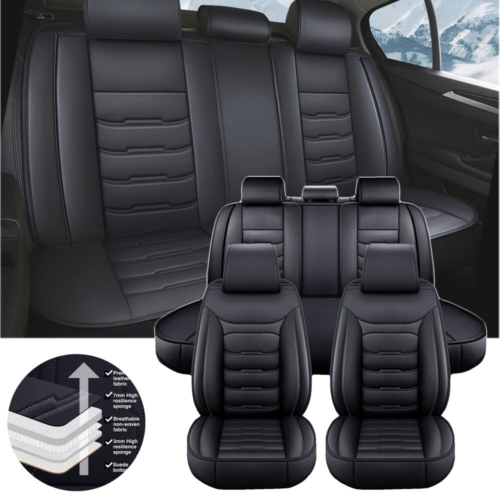 Leather Car Seat Covers 5 Seats for Ford F-150 Crew Cab 2009-2023 Pickup 4-Door