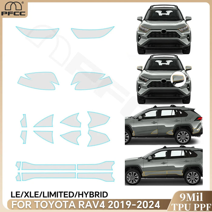 Precut PPF for Toyota RAV4 Hybrid XA50 (2019–2025) | TPU Headlight, Door & Mirror Protection-0