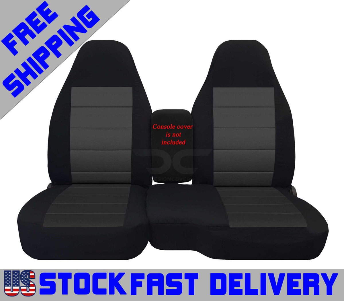 Truck Seat Covers Cotton Blk-Charcoal Fits 98-03 Ford Ranger 60/40 Highback