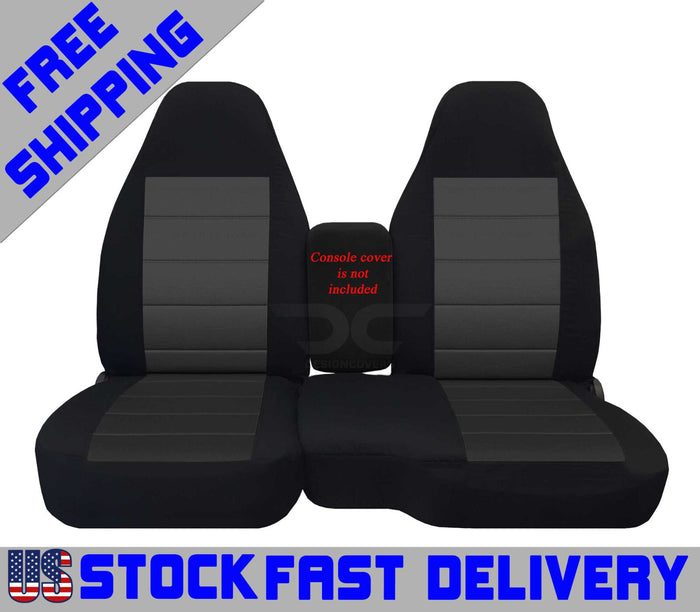 Truck Seat Covers Cotton Blk-Charcoal Fits 98-03 Ford Ranger 60/40 Highback